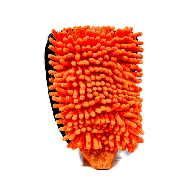 Imagen ilustrativa de ESPONJA MANOPLA GUANTE MANOPLA CHENILLE + CORAL NARANJA Y GRIS