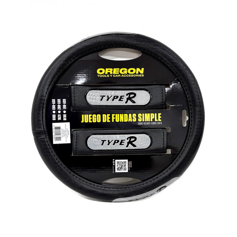 Imagen ilustrativa de CUBRE VOLANTE 38MM + CUBRE CINTURON COLOR: NEGRO + GRIS