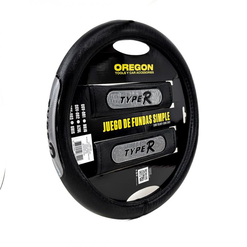 Imagen ilustrativa de CUBRE VOLANTE 38MM + CUBRE CINTURON COLOR: NEGRO + GRIS