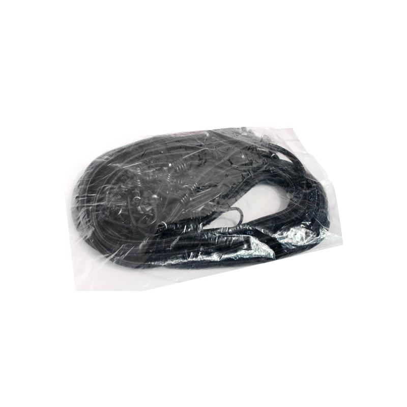 Imagen ilustrativa de bolsa de 10 unidades de tensores negros de 1 metro de largo x 1 cm de ancho REFORZADOS