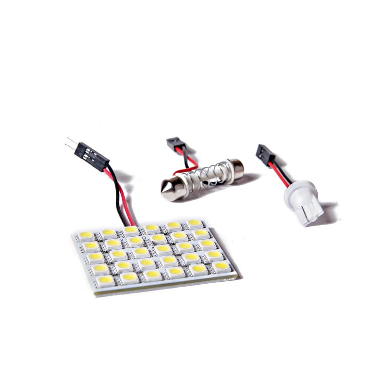 Imagen ilustrativa de PLAFON INTERIOR AUTOADHESIVO 30 LED 5050 SMD - CULOTE TUBULAR - FESTOON Y TIPO 2821 - T10 - W5W - BLANCO 12V