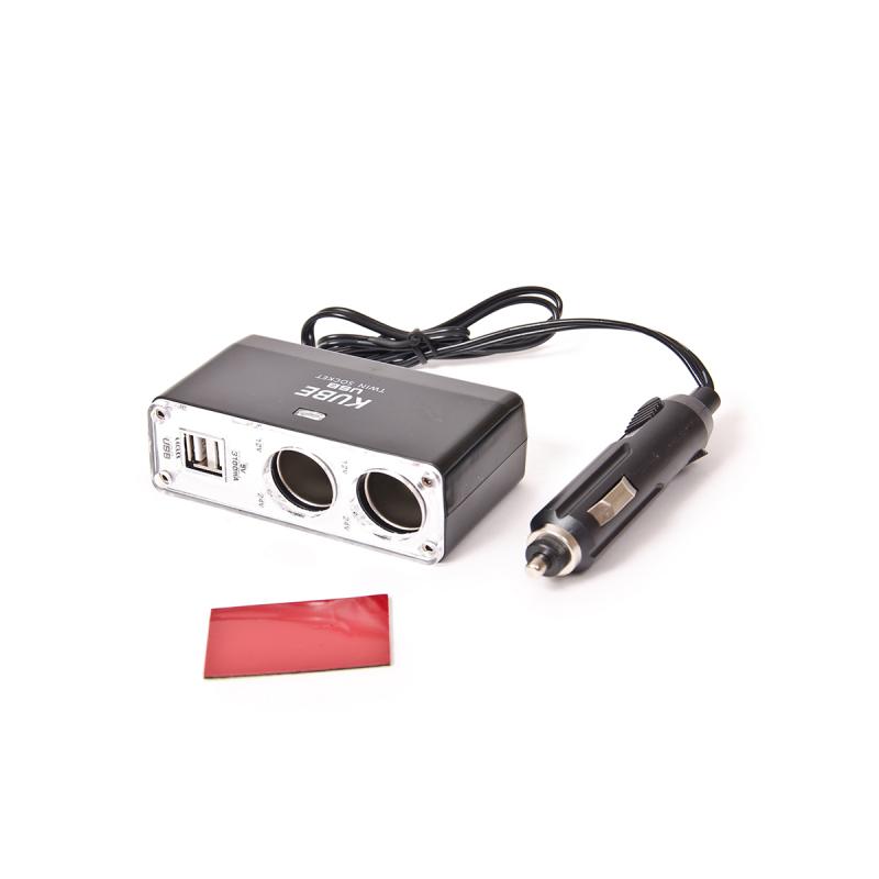 Imagen ilustrativa de ALARGUE CON 2 USB + 2 ENCENDEDOR INPUT : 12/24V OUTPUT:5V/2100MA NEGRO