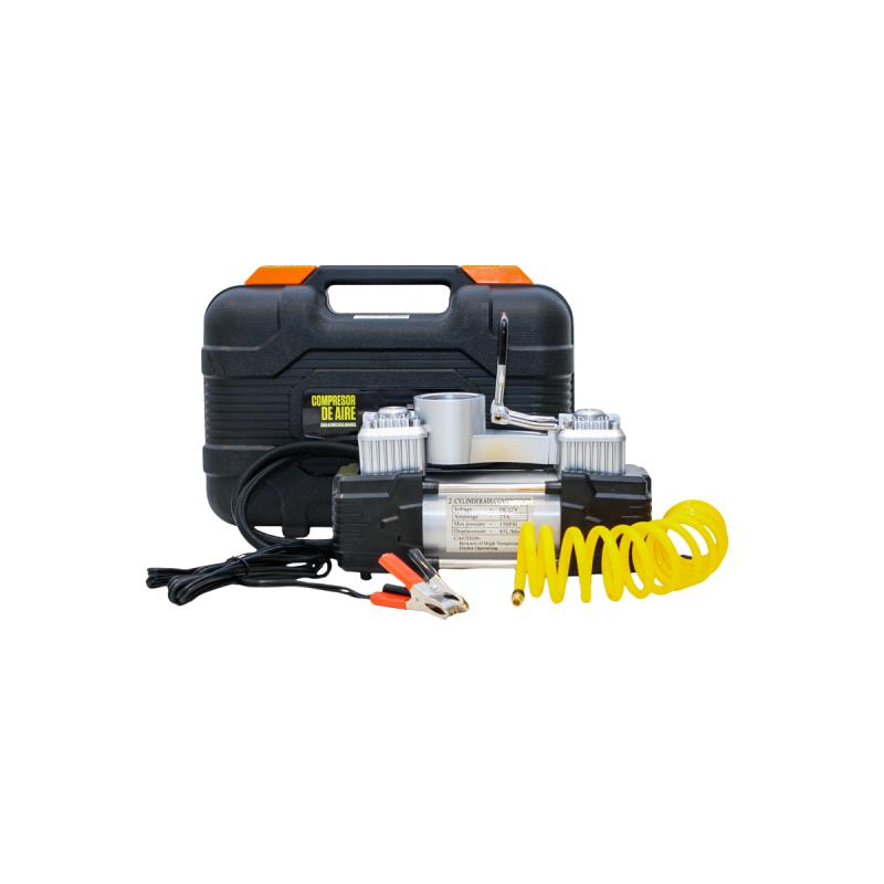 Imagen ilustrativa de COMPRESOR DE AIRE 12, 150 PSI (COM002) CON VALIJA PLASTICA Y JUEGO DE HERRAMIENTAS