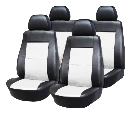 Imagen ilustrativa de UNIVERSAL NEGRA Y BLANCA DE CUERO SINTETICO 2 BUTACAS + ASIENTO TRASERO ENTERIZO