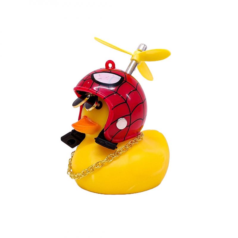 Imagen ilustrativa de CASCO ROJO DIBUJO SPIDERMAN CON ANTEOJOS, CADENA Y HELICE