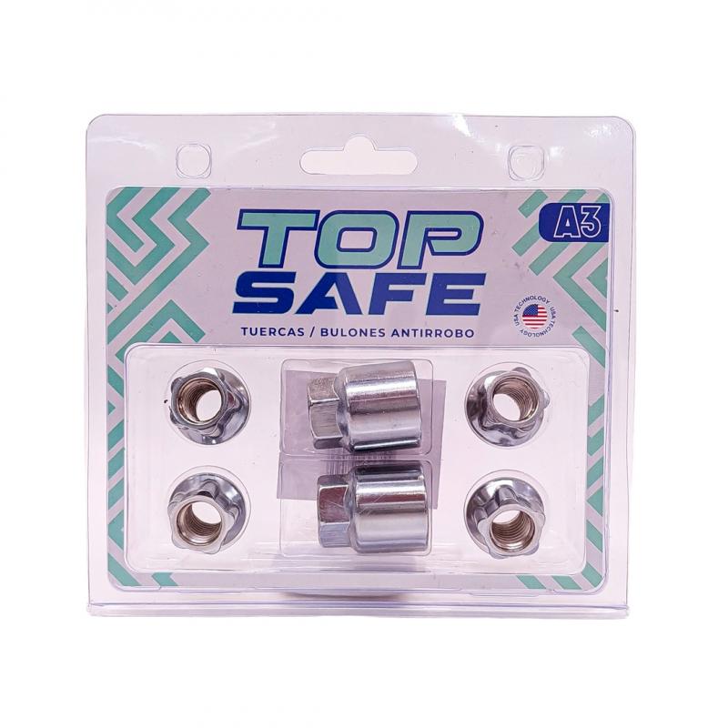 Imagen ilustrativa de CONJUNTO DE 4 TUERCAS + 2 LLAVES MEDIDAS PASO DE ROSCA 12X1.5, HEXAGONO 19MM, LARGO 18MM. MARCAS: ALFA ROMEO / VOLVO / MAZDA / OPEL / CHEVROLET-GENERAL MOTORS / CHRYSLER-DODGE / DAIHATSU / SSANG-YONG / VOLKSWAGEN / FORD / MITSUBISHI / HYUNDAI / ISUZ