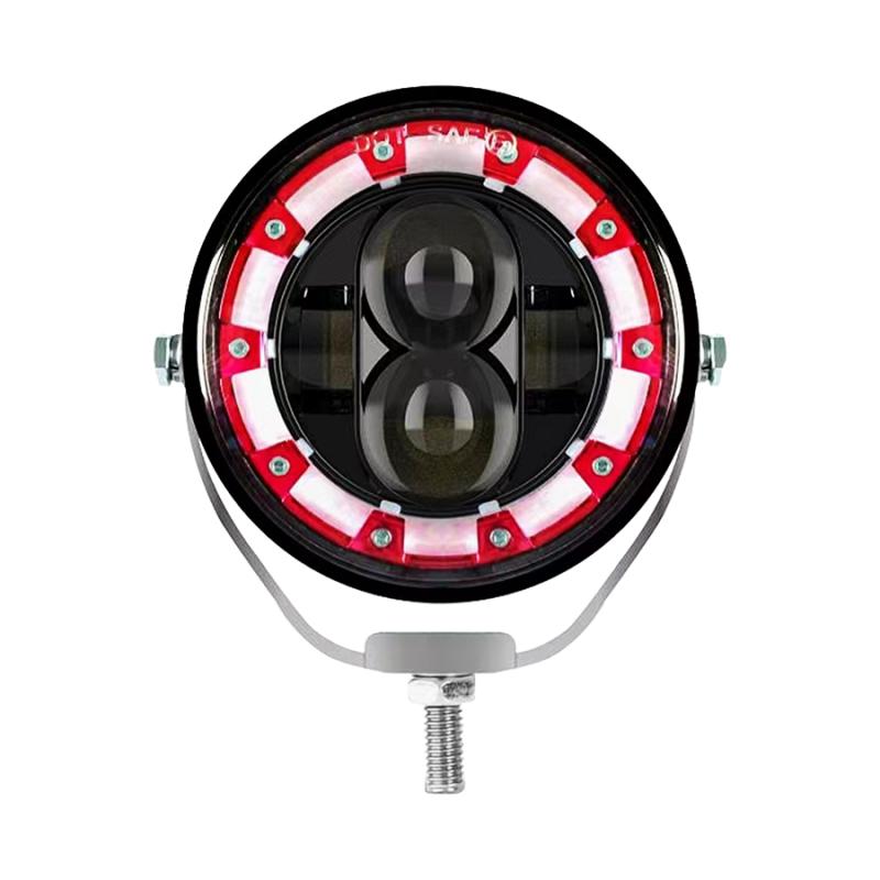 Imagen ilustrativa de OFF ROAD FARO DE LED UNIVERSAL LUZ LED BLANCA ESTABLE CON OJO DE ANGEL DAYTIME RUNNING ROJO Y GIROS AMBAR 9V-36V 1 LED - 40 WATTS MEDIDAS 3.5 "