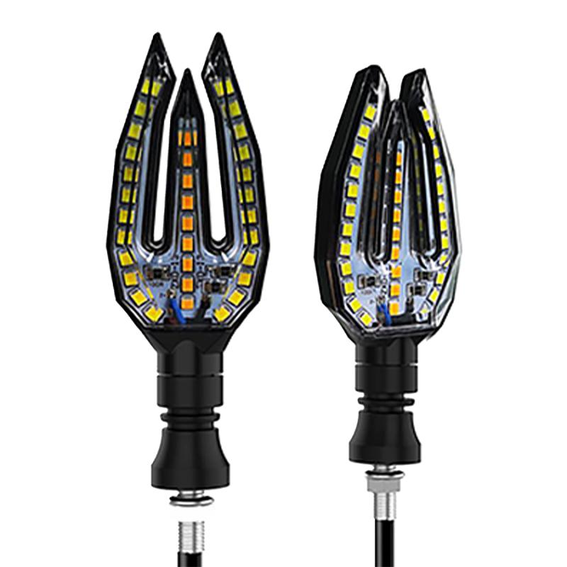 Imagen ilustrativa de GIRO PARA MOTO CON LUZ LED RUNNING BLANCA Y LUZ DE GIRO AMBAR 12V - JUEGO DE 2 UNIDADES MEDIDAS 70*38*24 (mm)