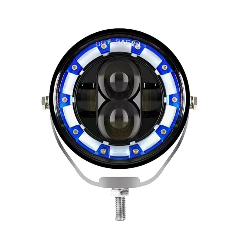 Imagen ilustrativa de OFF ROAD FARO DE LED UNIVERSAL LUZ LED BLANCA ESTABLE CON OJO DE ANGEL DAYTIME RUNNING AZUL Y GIROS AMBAR 9V-36V 1 LED - 40 WATTS MEDIDAS 3.5 "