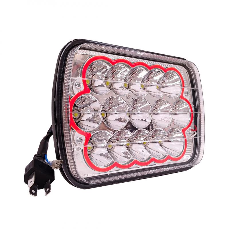 Imagen ilustrativa de LUZ LED BLANCA CON FUNCION ALTA Y BAJA Y OJO DE ANGEL ROJO 9V-36V 15 LED - 60 WATTS MEDIDAS 7"