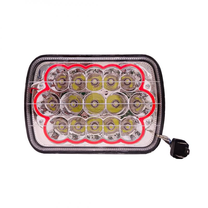 Imagen ilustrativa de LUZ LED BLANCA CON FUNCION ALTA Y BAJA Y OJO DE ANGEL ROJO 9V-36V 15 LED - 60 WATTS MEDIDAS 7"