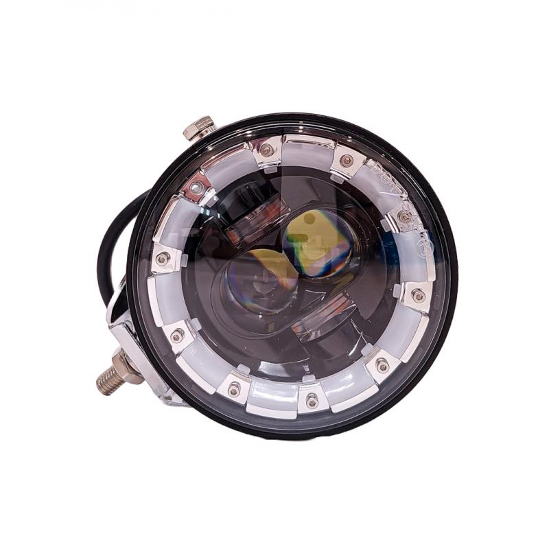 Imagen ilustrativa de OFF ROAD FARO DE LED UNIVERSAL LUZ LED BLANCA ESTABLE CON OJO DE ANGEL DAYTIME RUNNING BLANCO Y GIROS AMBAR 9V-36V 1 LED - 40 WATTS MEDIDAS 3.5 "