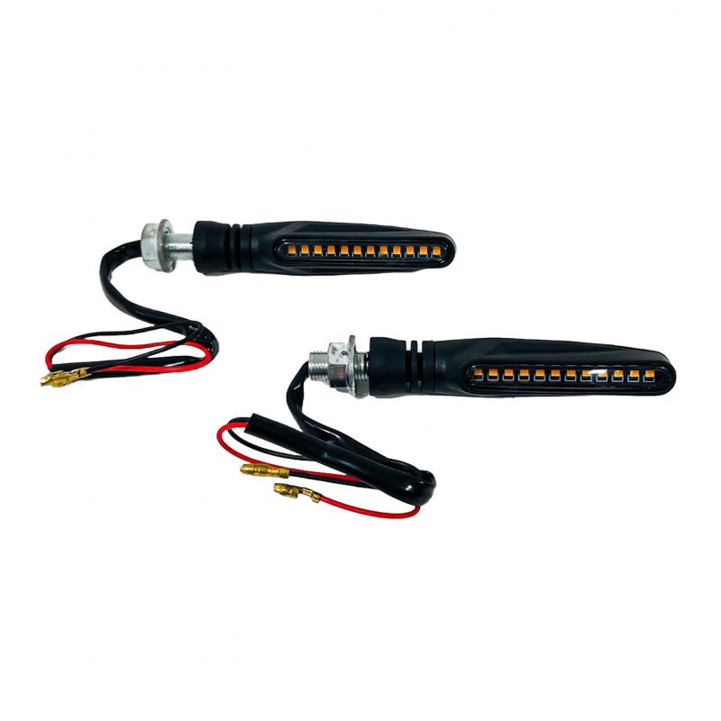 Imagen ilustrativa de GIRO PARA MOTO CON LUZ LED RUNNING AMBAR Y LUZ DE GIRO AMBAR 12V - JUEGO DE 2 UNIDADES MEDIDAS 120*20*25 (mm)