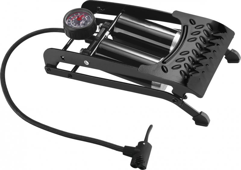 Imagen ilustrativa de COMPRESOR / INFLADOR METALICO DE PIE DOBLE BOMBA 55 CM X 12 CM COLOR NEGRO