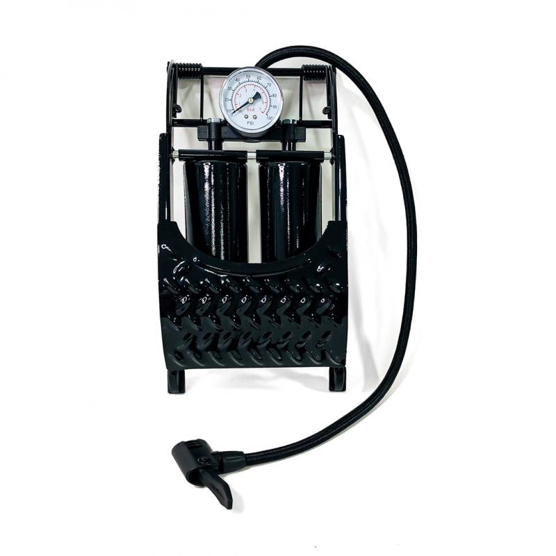Imagen ilustrativa de COMPRESOR / INFLADOR METALICO DE PIE DOBLE BOMBA 55 CM X 12 CM COLOR NEGRO