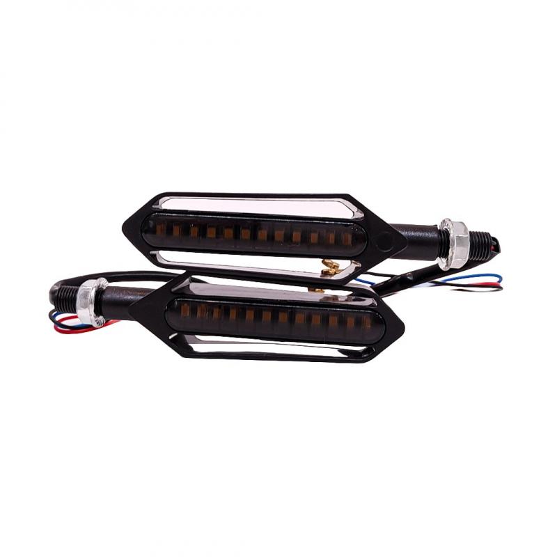 Imagen ilustrativa de FARO DE LED UNIVERSAL - LUZ DE GIRO GIRO PARA MOTO CON LUZ LED RUNNING AMBAR Y LUZ DE GIRO AMBAR 12V - JUEGO DE 2 UNIDADES MEDIDAS 320*28*25 (mm)