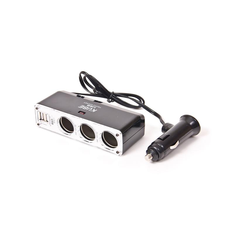 Imagen ilustrativa de ALARGUE CON 2 USB + 3 ENCENDEDOR INPUT : 12/24V OUTPUT:5V/2100MA NEGRO