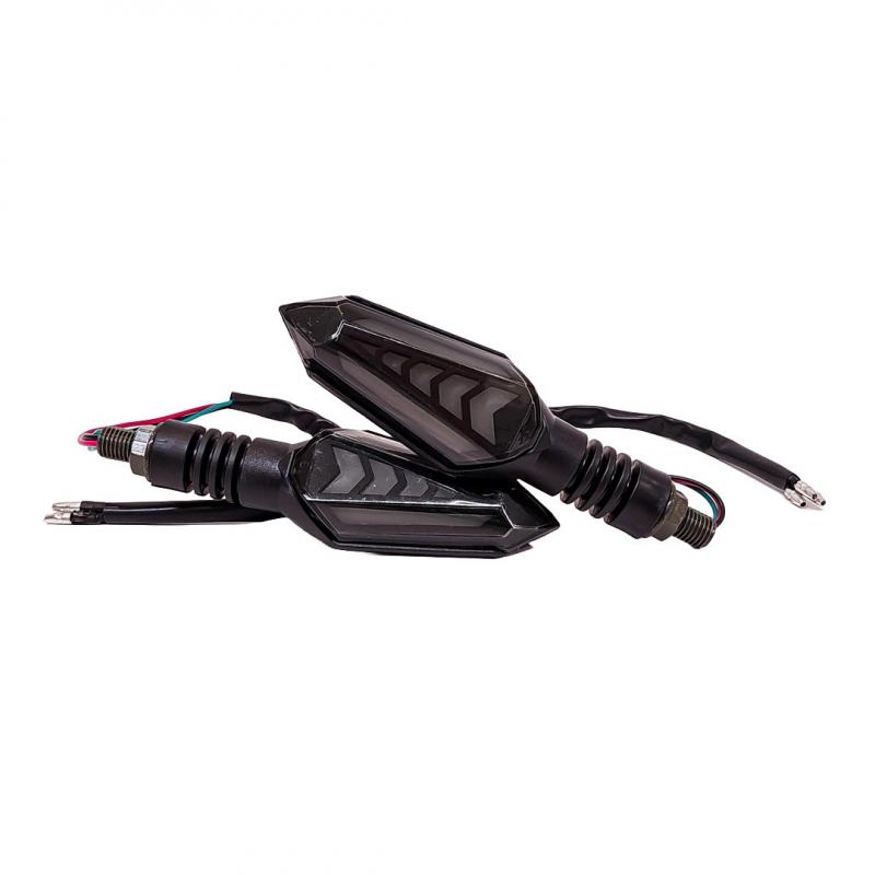 Imagen ilustrativa de FARO DE LED UNIVERSAL - LUZ DE GIRO GIRO PARA MOTO CON LUZ LED RUNNING AMBAR Y LUZ DE GIRO AMBAR 12V - JUEGO DE 2 UNIDADES MEDIDAS 135*40*35 (mm)