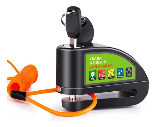 Imagen ilustrativa de Traba Disco Alarma 110db Moto Bici Cable Recordatorio