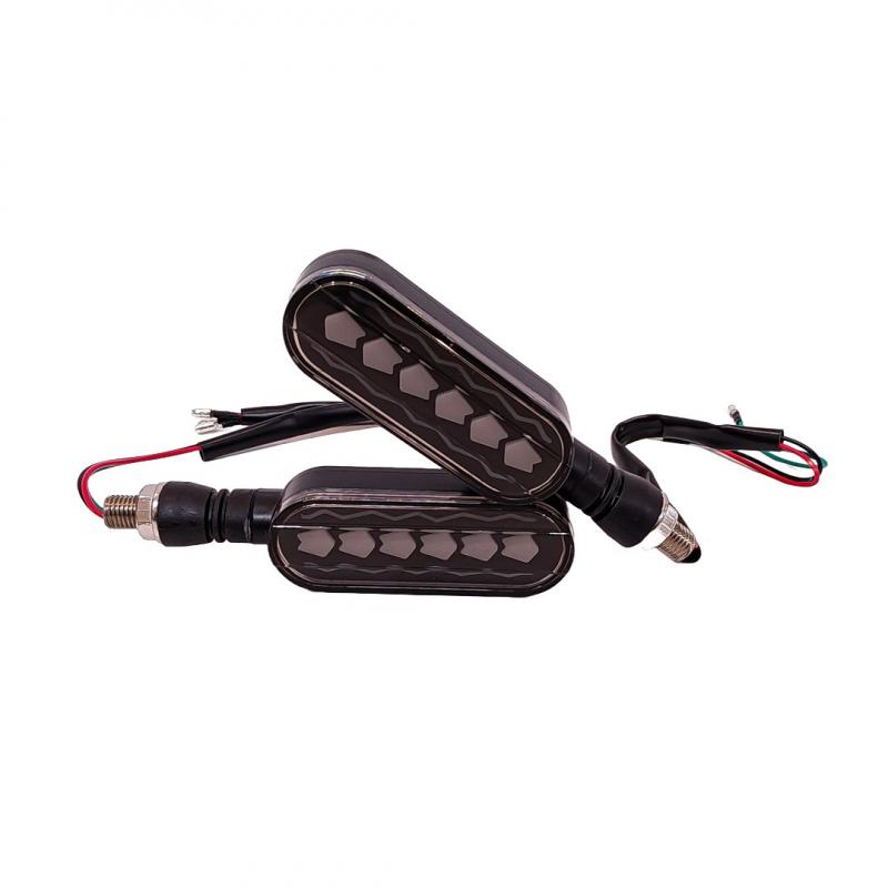 Imagen ilustrativa de FARO DE LED UNIVERSAL - LUZ DE GIRO GIRO PARA MOTO CON LUZ LED RUNNING BLANCA Y LUZ DE GIRO AMBAR 12V - JUEGO DE 2 UNIDADES MEDIDAS 115*30*80mm