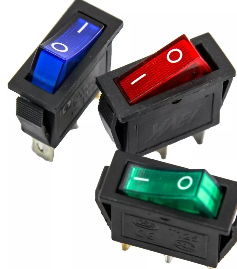 Imagen ilustrativa de Llave Tecla Rectangular Negra On/off 250v 15a 3 Pata