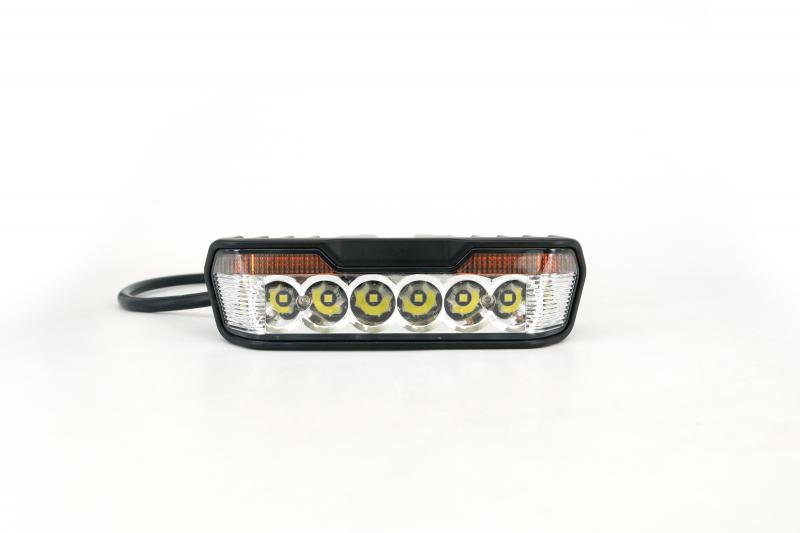 Imagen ilustrativa de FARO DE LED UNIVERSAL RECTANGULAR 16X7CM COLOR BLANCO CON GIROS AMBAR - 30 WATTS - 8 CHIP OSRAM P7 - 12V/24V