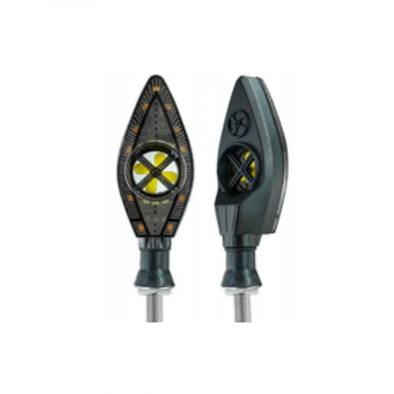 Imagen ilustrativa de FARO DE LED DE MOTO FARO DE GIRO UNIVERSAL AMBAR SECUENCIAL 12V 5W 1500 LUX JUEGO 2 UNIDADES