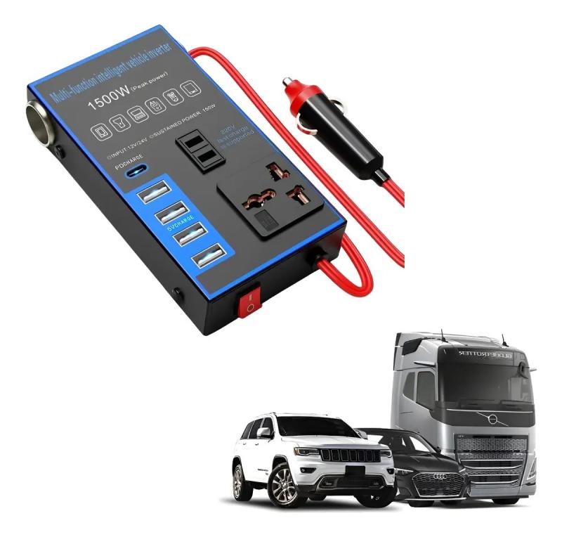 Imagen ilustrativa de Inversor De Corriente 12v A 220v Para Auto Con Puertos Usb