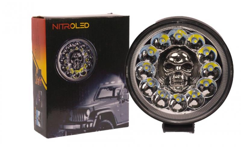 Imagen ilustrativa de FARO REDONDO CALAVERA 12/24V  WATERPRROF IP 67   RGB AMBAR  BLANCO OFF ROAD - MEDIDAS 10.5 x 10.5 x 2.3 cm