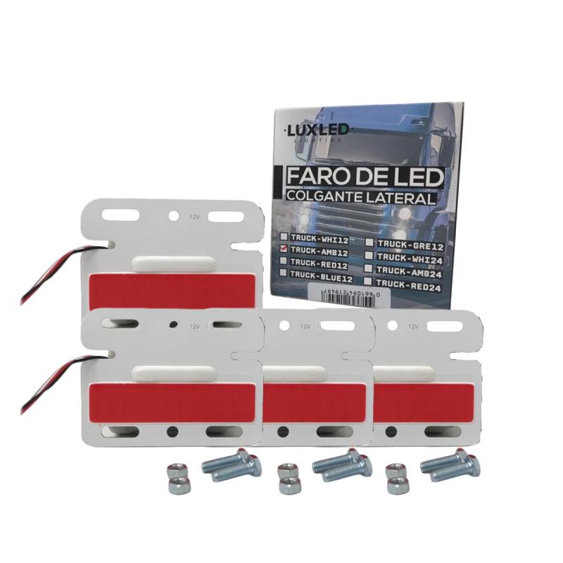 Imagen ilustrativa de PACK X 4 UNIDADES DE FAROS COLGANTES ENCASTRABLES PARA LATERAL DE CAMION 10.5 CM DE ANCHO X 8 CM DE ALTO ROJO 12V